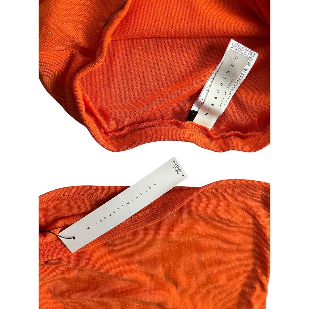 NWT Fiery Orange Missguided Crop Tank With Fishtail Skirt 2 Piece Set Size Small - Picture 5 of 11